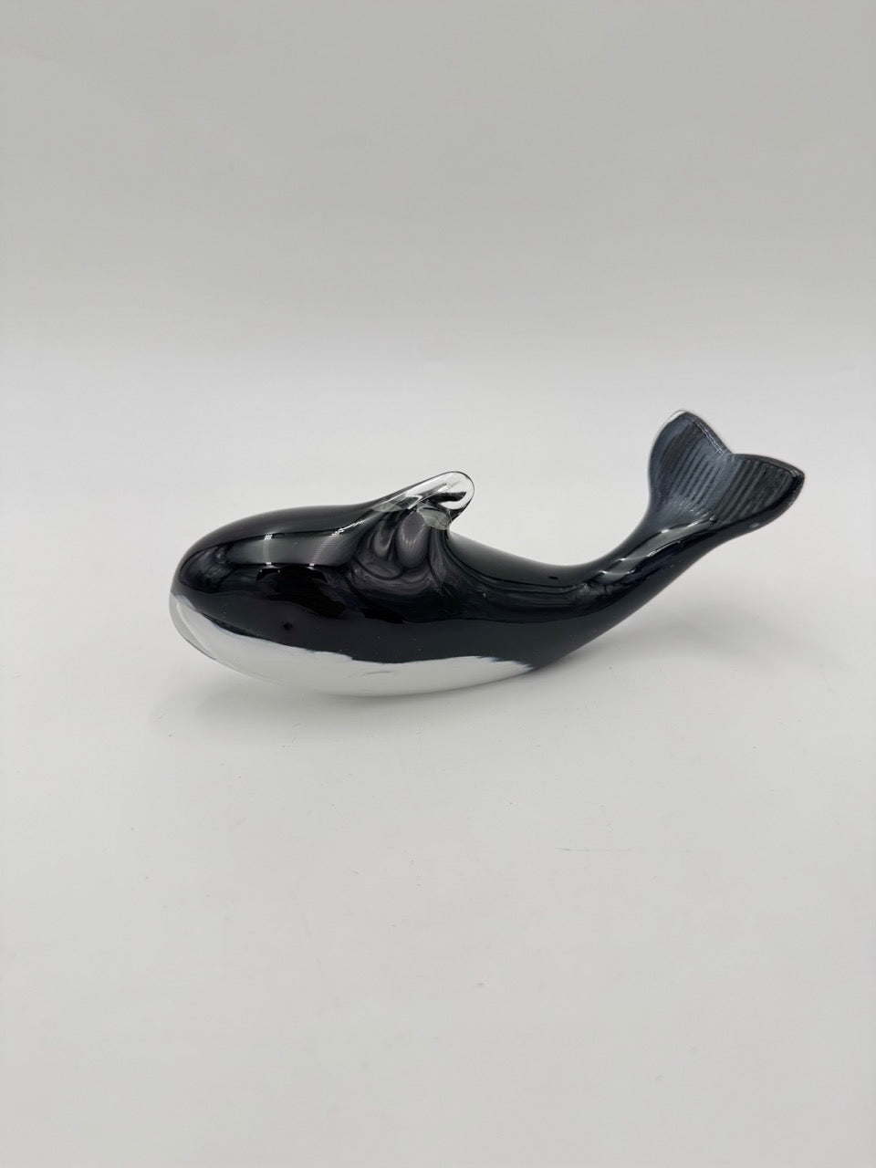 Langham Glass Dolphin Figurine, Speckled, Hand Blown, Vintage